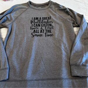 Women's Gray Graphic Sweatshirt Extra Roomy